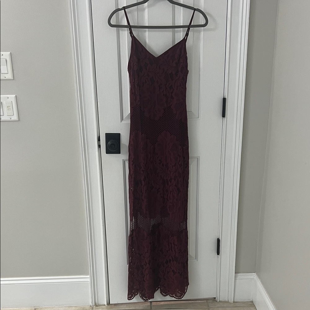 Tobi Deep Burgundy Lace Maxi Dress